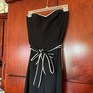 Black strapless jumpsuit.